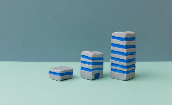 アパート・マンションの粘土模型の写真